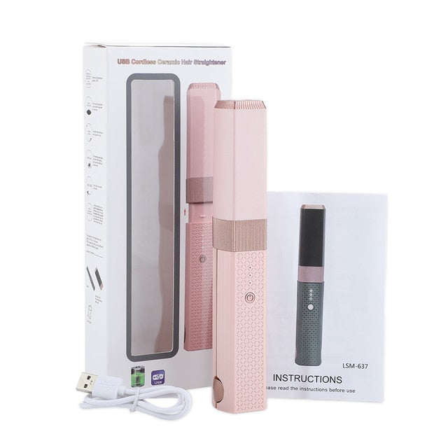 2-in-1 Wireless Hair Curler and Straightener